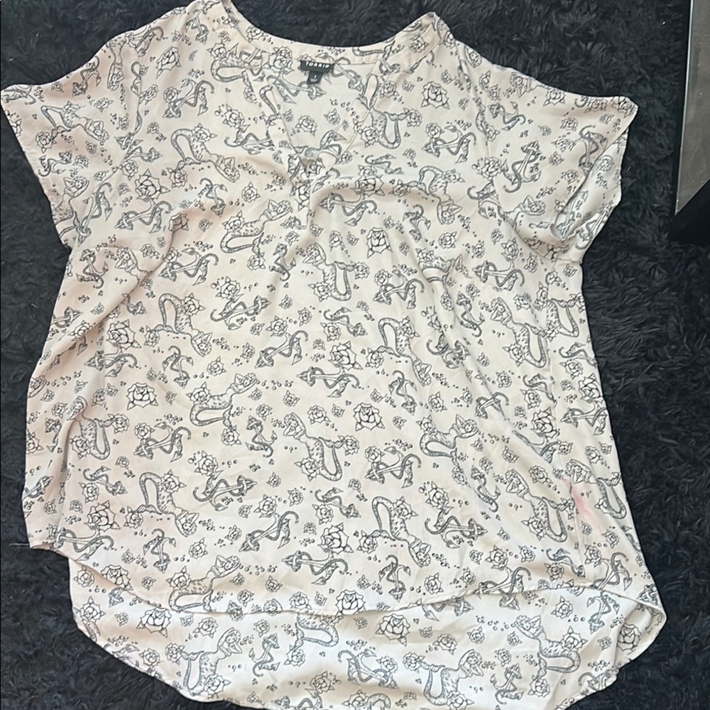 Torrid White and Gray Dolman Sleeve Blouse